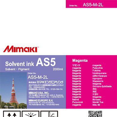 Mimaki AS5-M-2L AS5 Solvent ink pack Magenta 2L