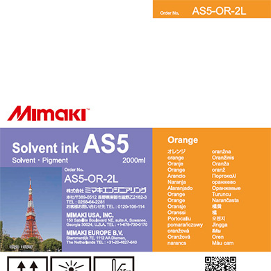 Mimaki AS5-OR-2L AS5 Solvent ink pack Orange 2L