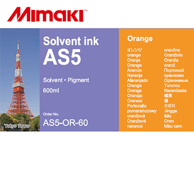 Mimaki AS5-OR-60 AS5 Solvent ink pack Orange 600ml