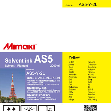 Mimaki AS5-Y-2L Solvent ink pack Yellow 2L