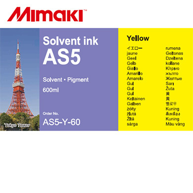 Mimaki AS5-Y-60 AS5 Solvent ink pack Yellow 600ml
