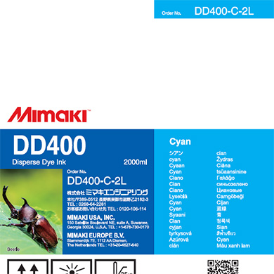 Mimaki DD400-C-2L DD400 Disperse Dye Ink Pack 2L Cyan