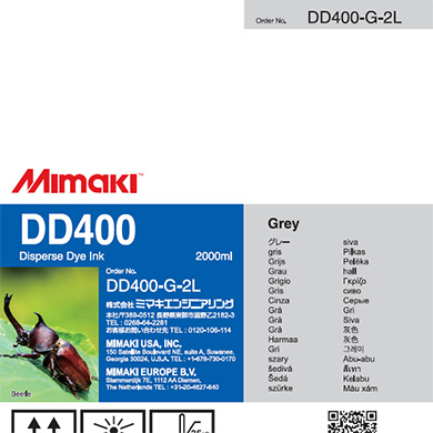 Mimaki DD400-G-2L DD400 Disperse Dye Ink Pack 2L Gray