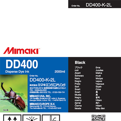 Mimaki DD400-K-2L DD400 Disperse Dye Ink Pack 2L Black