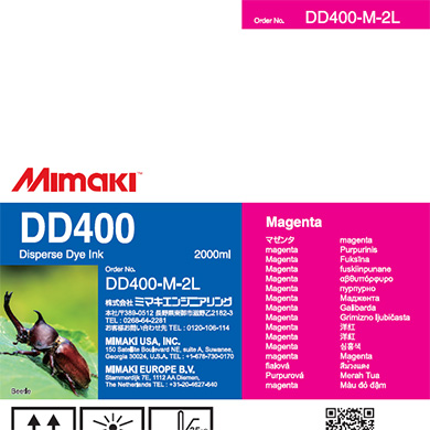 Mimaki DD400-M-2L DD400 Disperse Dye Ink Pack 2L Magenta