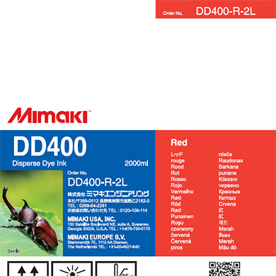 Mimaki DD400-R-2L DD400 Disperse Dye Ink Pack 2L Red