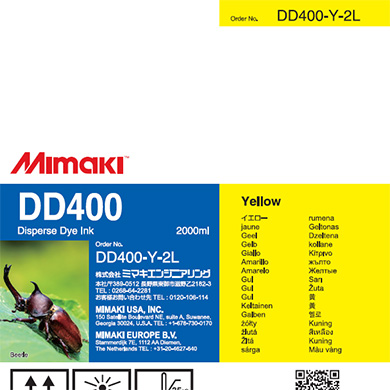 Mimaki DD400-Y-2L DD400 Disperse Dye Ink Pack 2L Yellow