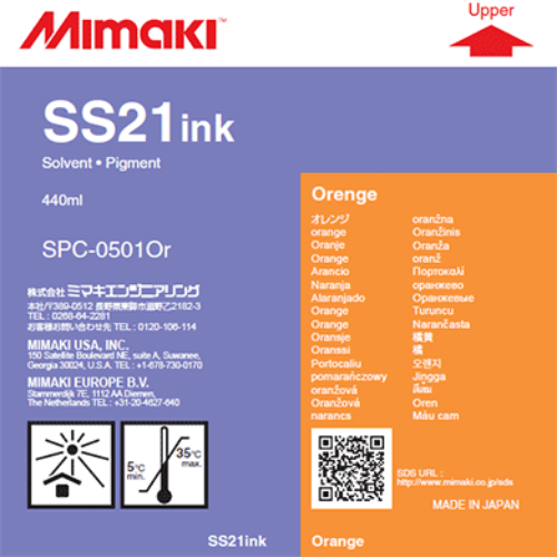 Mimaki SS21 Solvent Ink Cartridge 440ml Orange
